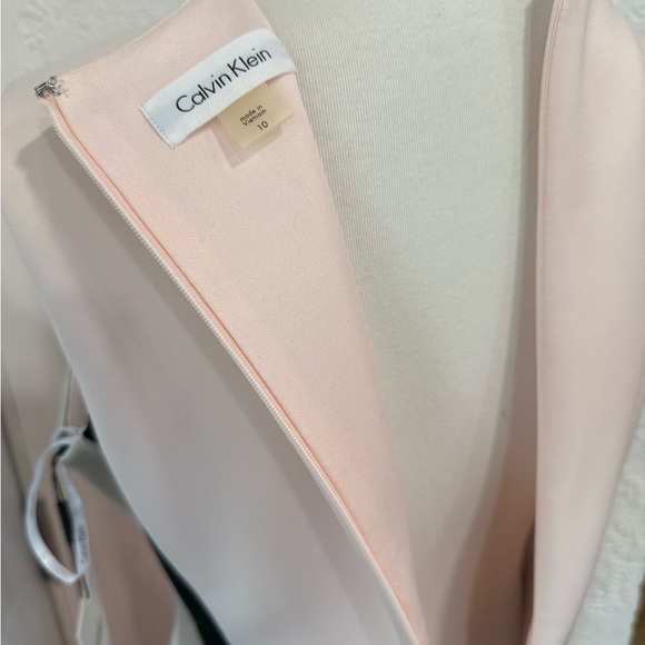 Calvin Klein Peach and Cream Colorblock Midi Dress - Picture 5 of 6